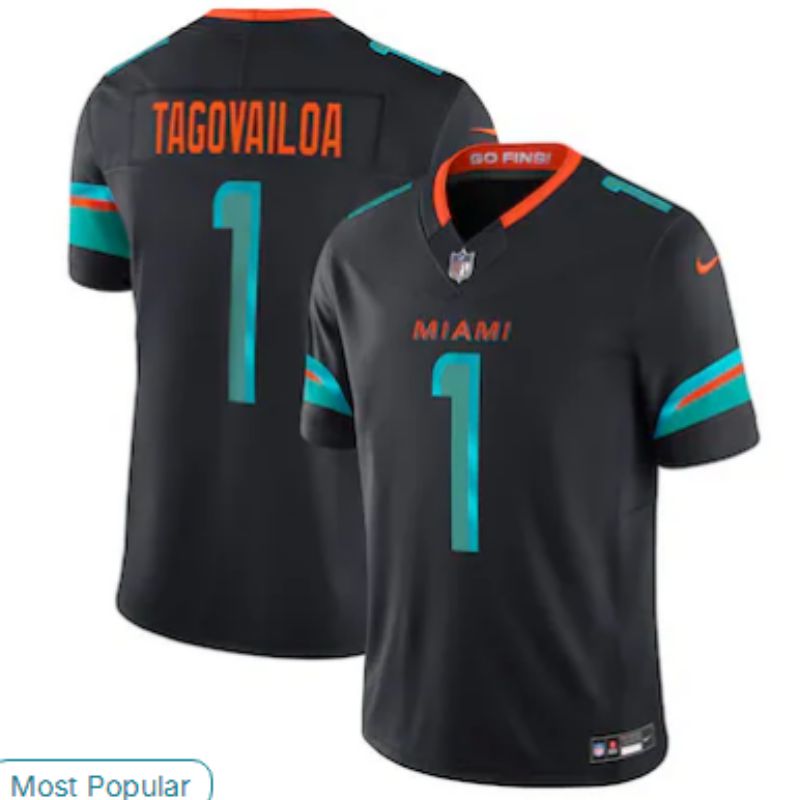 Men Miami Dolphins #1 Tua Tagovailoa black Nike 2025 Limited Nike NFL Jersey 05->miami dolphins->NFL Jersey